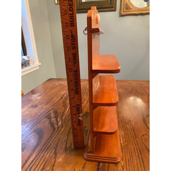 Cherished Teddies Wooden Display Shelf With Heart Accent & Wall Hanging Wire 5-T - Picture 2 of 6